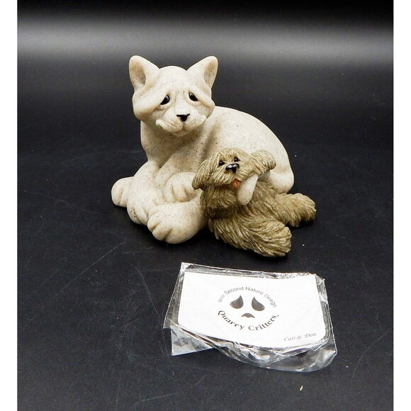 Quarry Critters Cari & Don Cat Puppy Dog Second Nature Design 2001 No 46482 - Picture 1 of 9
